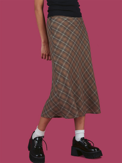 Γυναικείες Y2k Harajuku Maxi Φούστα Χαμηλής Μέσης Καρό Μίντι Φούστα με στάμπα 2000s Vintage Bodycon Μακριά Pencil Φούστα Κορεατικής μόδας Street