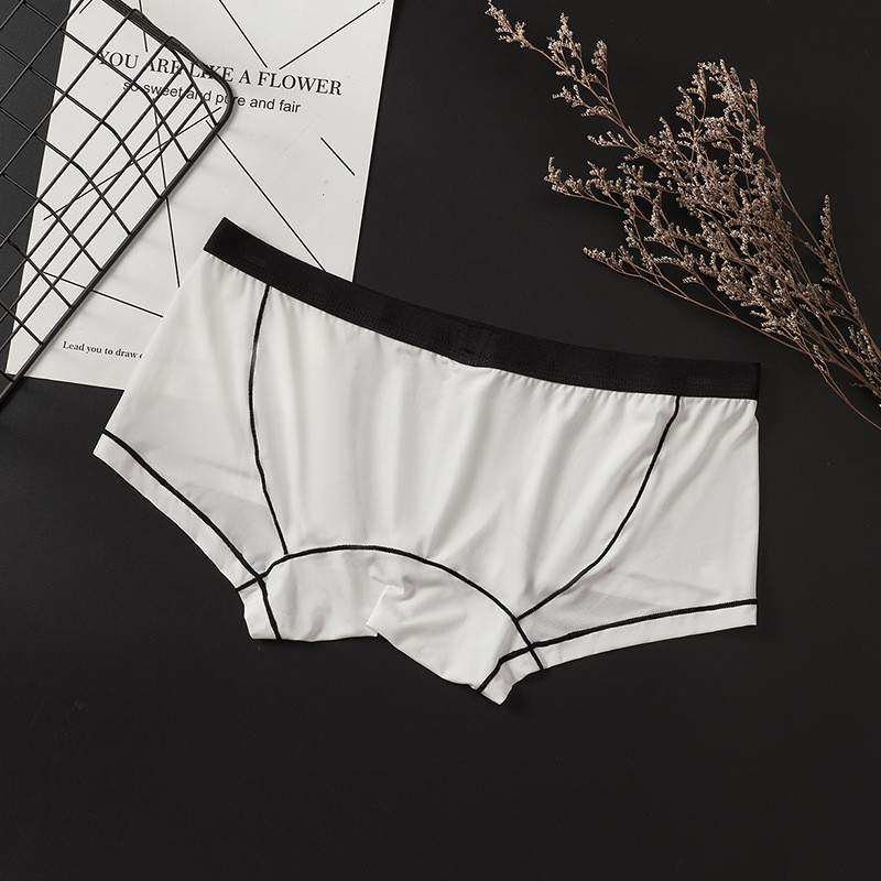 Ανδρικά εσώρουχα Thin Ice Silk Boxer μονής στρώσης U κυρτή θήκη Χαμηλής μέσης αναπνεύσιμο σέξι σορτς Ημιδιάφανο μποξεράκι