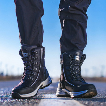 Мъжки ботуши Външни обувки за сняг Леки високи горни обувки Водоустойчиви ботуши срещу замръзване Плюшени топли гумени зимни мъжки обувки
