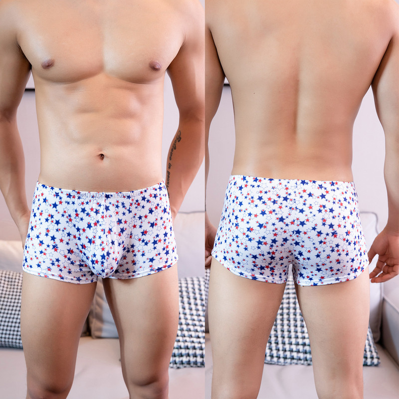 Spodná bielizeň Pánske Sexy Vrecko Vyduté Nohavičky Pánske Hviezdna Potlač Trunks Pánske Ice Silk Boxerky Mäkké Nohavičky Priedušné Šípkové Nohavičky