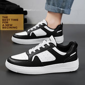 Nouă primăvară, cu fund plat, cap rotund, respirabil, ocazional, anti-alunecare, deodorant, confortabil, totul, tendință, solid, pantofi vulcanizați pentru bărbați