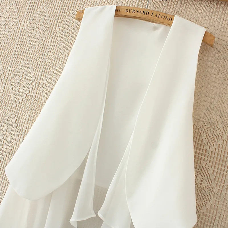 Vestă din șifon pentru femei, vara 2023, noua culoare solidă, cardigan cu temperament, vestă fără mâneci, vestă subțire pentru femei