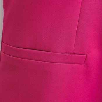 KEYANKETIAN Νέο Γυναικείο γιλέκο με μονό στήθος ροζ κόκκινο κοστούμι με λαιμόκοψη σε V λαιμόκοψη, ασύμμετρο λεπτό αμάνικο γιλέκο