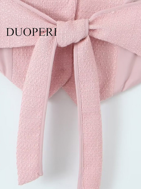 DUOPERI Γυναικεία μόδα Μασίφ γιλέκα χωρίς πλάτη με κορδόνια vintage αμάνικα μπουφάν με λαιμόκοψη Γυναικεία κομψά φανελάκια