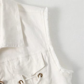 Τζιν γιλέκο Γυναικείο μπουφάν για άνοιξη και φθινόπωρο μοντέρνο λευκό λεπτό 2023 Νέο ευέλικτο κομψό γυναικείο παλτό υψηλής ποιότητας