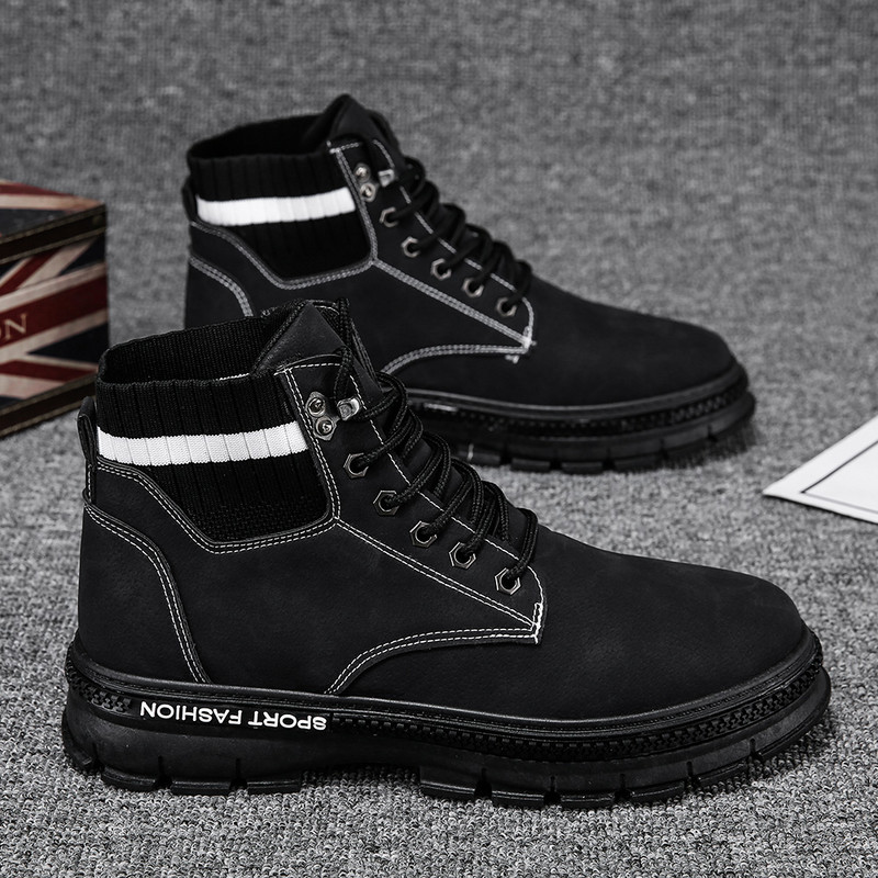 Ανδρικά παπούτσια 2023, φθινοπωρινά, αντιολισθητικά, άνετα μποτάκια αστραγάλου με ραφή με το χέρι Casual ανδρικά loafers Κλασικά ρετρό φλατ παπούτσια Δερμάτινες μπότες