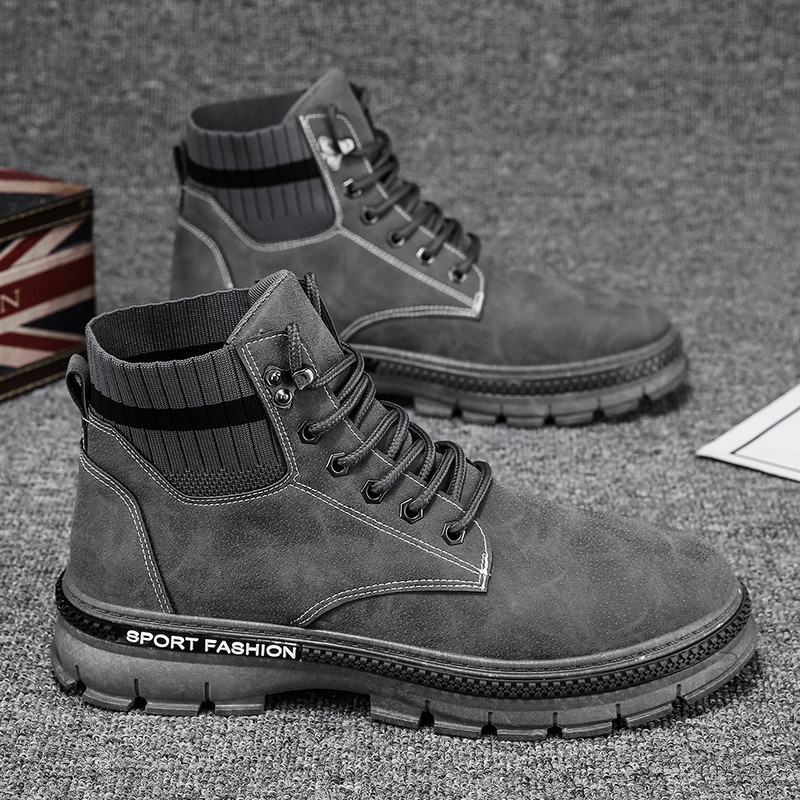 Ανδρικά παπούτσια 2023, φθινοπωρινά, αντιολισθητικά, άνετα μποτάκια αστραγάλου με ραφή με το χέρι Casual ανδρικά loafers Κλασικά ρετρό φλατ παπούτσια Δερμάτινες μπότες