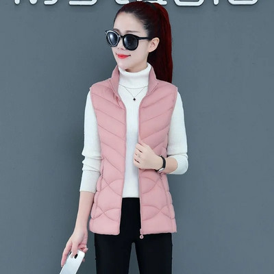 Jednobojna osnovna jakna bez rukava sa samostojećim ovratnikom i patentnim zatvaračem Kratki prsluk Jesen Zima Topla pufer jakna podstavljena pamukom Ležerna gornja odjeća