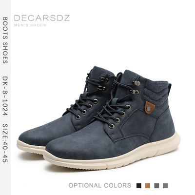 DECARSDZ Zimske čizme 2023 Nove jesenske cipele Udobne ležerne čizme na vezanje Klasične originalne kožne modne cipele za hodanje Muške čizme