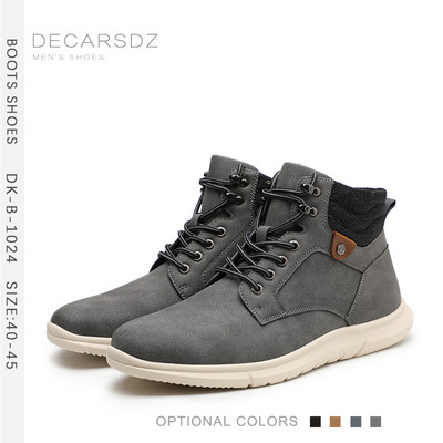 DECARSDZ Zimske čizme 2023 Nove jesenske cipele Udobne ležerne čizme na vezanje Klasične originalne kožne modne cipele za hodanje Muške čizme
