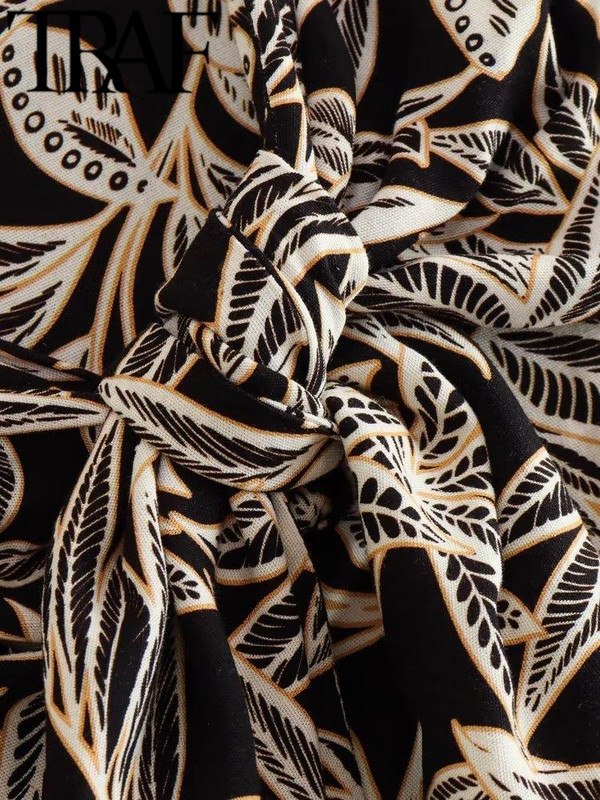 TRAF Fuste lungi cu talie înaltă pentru femei, cu imprimeu vintage, Y2k, mozaic, cu papion, cu fantă laterală, fustă midi pentru femei, vară 2023, subțire