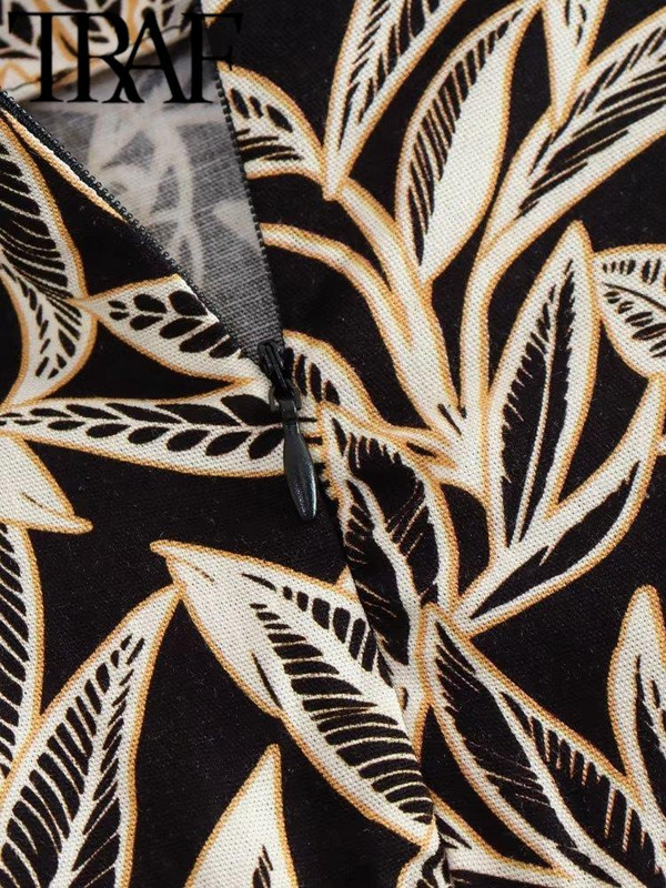 TRAF Fuste lungi cu talie înaltă pentru femei, cu imprimeu vintage, Y2k, mozaic, cu papion, cu fantă laterală, fustă midi pentru femei, vară 2023, subțire