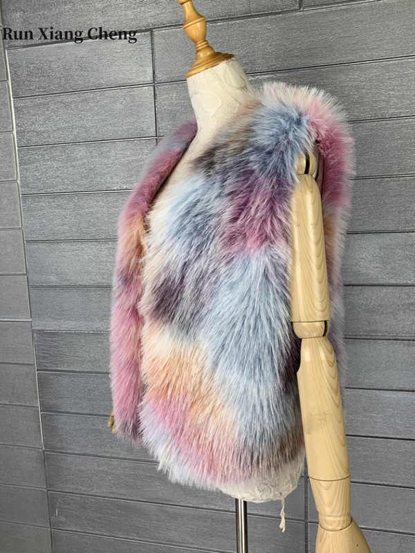 Γυναικείο χειμερινό γούνινο παλτό 2023 Νέο γούνινο γούνινο ψεύτικο μαλλί με δέσιμο, κομψό και κομψό, πολυτελές γούνινο γιλέκο προστασίας του περιβάλλοντος
