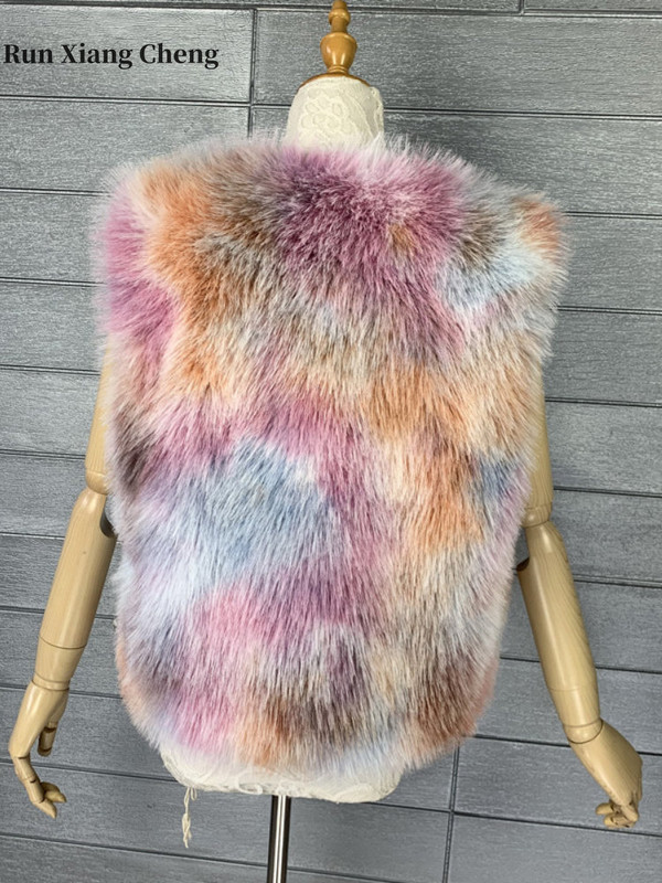 Γυναικείο χειμερινό γούνινο παλτό 2023 Νέο γούνινο γούνινο ψεύτικο μαλλί με δέσιμο, κομψό και κομψό, πολυτελές γούνινο γιλέκο προστασίας του περιβάλλοντος