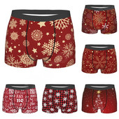 Sretan Božić S pahuljama Muško donje rublje Xmas Tree Crvene muške gaćice Prozračne udobne bokserice velike veličine