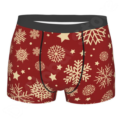 Sretan Božić S pahuljama Muško donje rublje Xmas Tree Crvene muške gaćice Prozračne udobne bokserice velike veličine