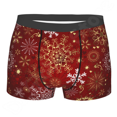 Sretan Božić S pahuljama Muško donje rublje Xmas Tree Crvene muške gaćice Prozračne udobne bokserice velike veličine
