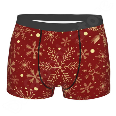 Sretan Božić S pahuljama Muško donje rublje Xmas Tree Crvene muške gaćice Prozračne udobne bokserice velike veličine