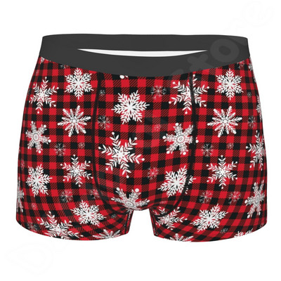 Sretan Božić S pahuljama Muško donje rublje Xmas Tree Crvene muške gaćice Prozračne udobne bokserice velike veličine