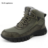 Brand Men Winter Snow Boots Αδιάβροχα δερμάτινα πάνινα παπούτσια Super Warm ανδρικές μπότες Υπαίθριες ανδρικές μπότες πεζοπορίας Παπούτσια εργασίας Μεγάλο μέγεθος