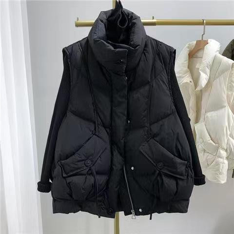 2023, toamnă/iarnă, vestă nouă din bumbac, vestă pentru femei, modă coreeană, stil scurt, haină relaxată, fără mâneci