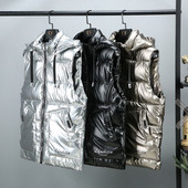 Dámska bunda bez rukávov, zimná vesta s kapucňou, hladký nepremokavý kabát, veľkosť 4XL, veľkosť 5XL, módna čierna prešívaná vesta, nový rok 2023