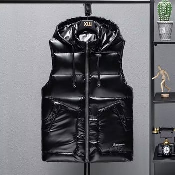 4XL 5XL Plus Size Γυναικείο αμάνικο μπουφάν Χειμερινό γιλέκο με κουκούλα Λείο αδιάβροχο παλτό Fashion Black Woman Puffer Γιλέκο 2023 Νέο
