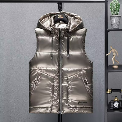 Dámska bunda bez rukávov, zimná vesta s kapucňou, hladký nepremokavý kabát, veľkosť 4XL, veľkosť 5XL, módna čierna prešívaná vesta, nový rok 2023