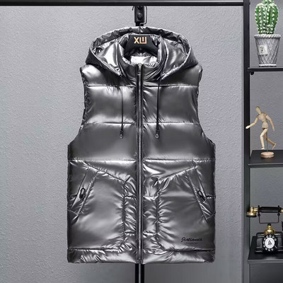 Dámska bunda bez rukávov, zimná vesta s kapucňou, hladký nepremokavý kabát, veľkosť 4XL, veľkosť 5XL, módna čierna prešívaná vesta, nový rok 2023