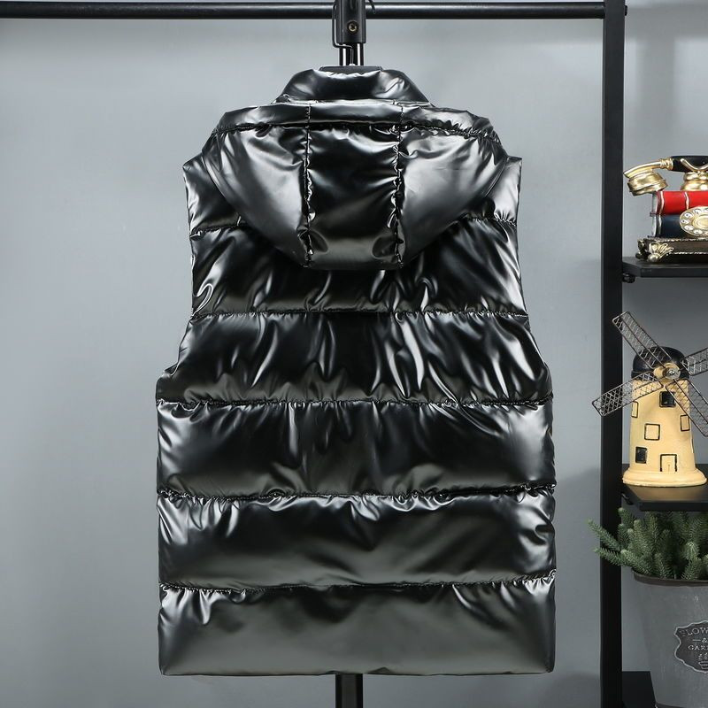 Dámska bunda bez rukávov, zimná vesta s kapucňou, hladký nepremokavý kabát, veľkosť 4XL, veľkosť 5XL, módna čierna prešívaná vesta, nový rok 2023