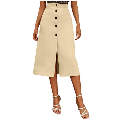 Ženske suknje Moda 2022. Suknja visokog struka Ženske midi suknje proljeće ljeto Ženske ženske suknje A kroja s remenom na dugmad