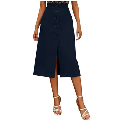 Ženske suknje Moda 2022. Suknja visokog struka Ženske midi suknje proljeće ljeto Ženske ženske suknje A kroja s remenom na dugmad