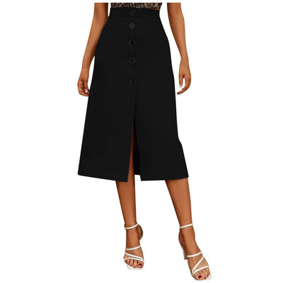 Ženske suknje Moda 2022. Suknja visokog struka Ženske midi suknje proljeće ljeto Ženske ženske suknje A kroja s remenom na dugmad