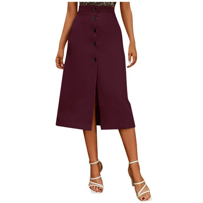 Ženske suknje Moda 2022. Suknja visokog struka Ženske midi suknje proljeće ljeto Ženske ženske suknje A kroja s remenom na dugmad