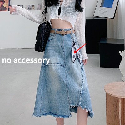 Fuste Femei Vintage Patchwork Denim ciucuri Talie înaltă Design la modă Casual Asimetric Lady Streetwear Harajuku Ins New Mujer
