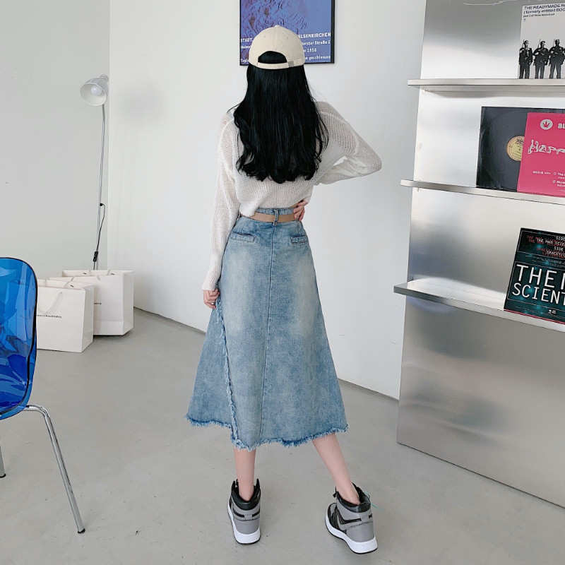 Fuste Femei Vintage Patchwork Denim ciucuri Talie înaltă Design la modă Casual Asimetric Lady Streetwear Harajuku Ins New Mujer