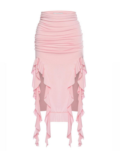 Fuste maxi plisate cu volane sexy femei eleganta neregulă solidă talie înaltă cu ciucuri fustă lungă petrecere de seară de vară rochie subțire