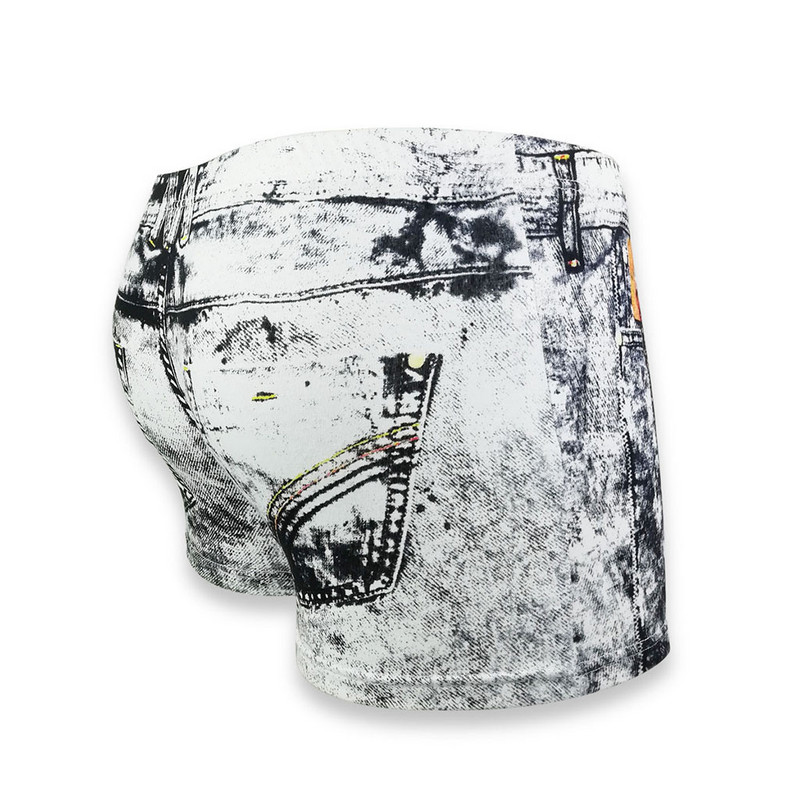 Pantaloni scurți din denim pentru bărbați Lenjerie de corp boxer cu imprimeu 3d Chiloți sexy de buzunar pentru bărbați Chiloți moale și confortabili din bumbac Cueca Masculina