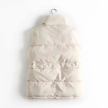2022 Φθινόπωρο Χειμώνας Γυναικεία Μασίφ χαλαρό γιλέκο με κορδόνι γιακά Γιλέκο σακάκι με βαμβακερή επένδυση