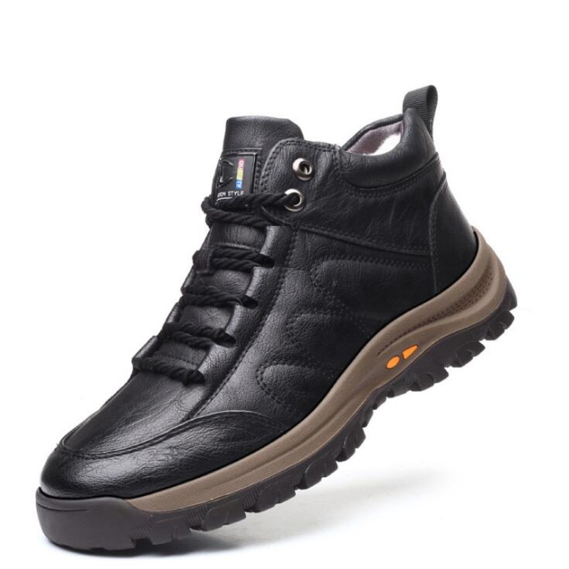 Δερμάτινα αθλητικά παπούτσια Keep Warm Μπότες χιονιού χοντρή γούνα Νέα χειμωνιάτικα ανδρικά παπούτσια πεζοπορίας για πεζοπορία σε εξωτερικούς χώρους