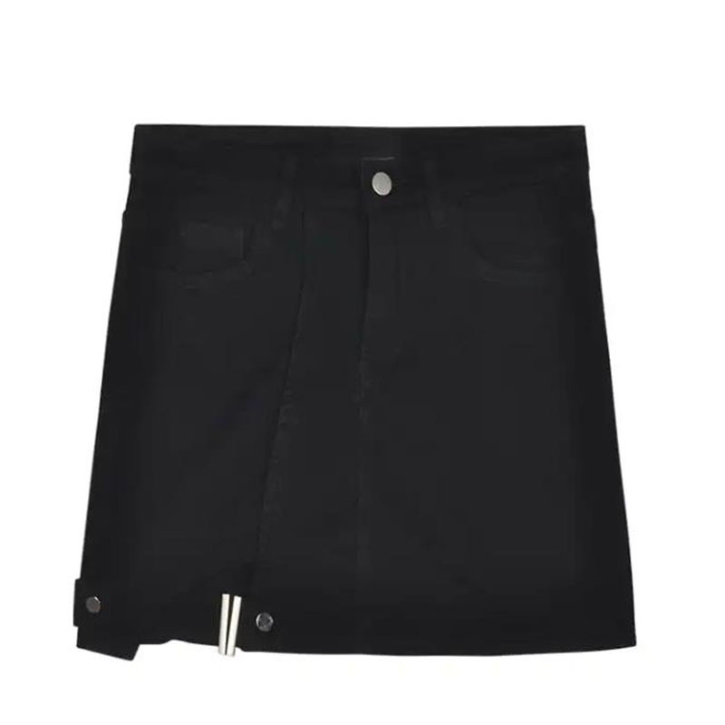 Zoki sexy čierne dámske džínsové sukne s vysokým pásom, asymetrické štíhle zavinovacie sukne, vykladané letné kórejské módne ležérne streetwear