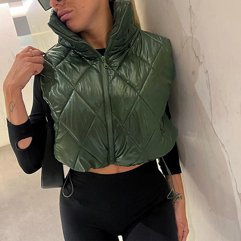 Femei ocazional guler înalt cu șnur fără mâneci vestă americană largi vestă haină căptușită la modă, culoare solidă, jachete fără mâneci