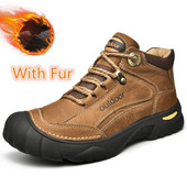 Pantofi pentru bărbați, la modă, de marcă de lux, cizme pentru bărbați, design nou, cizme de drumeție în aer liber, pentru bărbați, ocazional, iarnă, neagră, piele confortabile