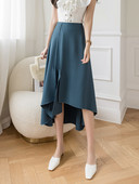 Letná nová nepravidelná rozdelená sukňa s vysokým pásom, zoštíhľujúca sukňa na rozkrok, profesionálna midi sukňa s veľkým výstrihom do V, strihu A