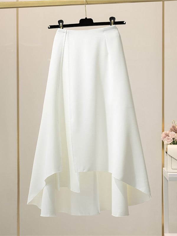 Letná nová nepravidelná rozdelená sukňa s vysokým pásom, zoštíhľujúca sukňa na rozkrok, profesionálna midi sukňa s veľkým výstrihom do V, strihu A
