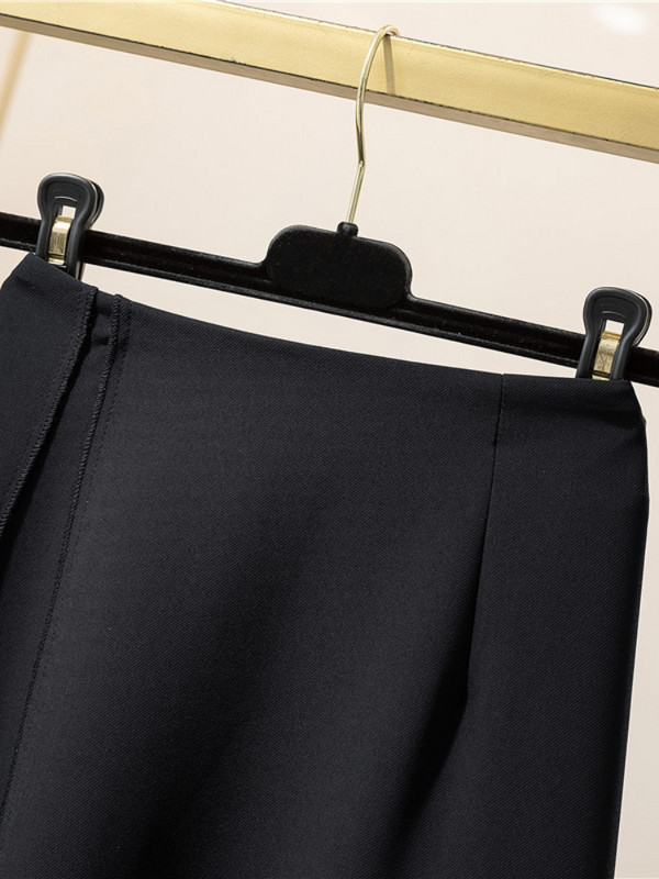 Letná nová nepravidelná rozdelená sukňa s vysokým pásom, zoštíhľujúca sukňa na rozkrok, profesionálna midi sukňa s veľkým výstrihom do V, strihu A