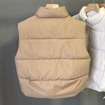 2023 Χειμερινή βαμβακερή επένδυση με μεσαίο μήκος φουσκωτό γιλέκο ipper Plus μέγεθος 2XL Αμάνικο σακάκι Γυναικείο παλτό ζεστό πανωφόρι