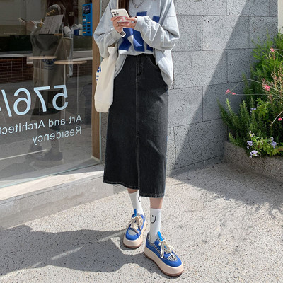 Ανοιξιάτικη καλοκαιρινή τζιν φούστα Γυναικεία τσάντα με ψηλόμεσο σε γραμμή Α Hip ακανόνιστες μακριές φούστες Γυναικείες Harajuku Goth Retro Y2K Mujer Midi φούστα