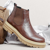 Velika veličina 47 48 Muške Chelsea čizme Zimske gležnjače Kožne čizme s platformom Debeli potplati Botas Chelsea Hombre Plišane tople