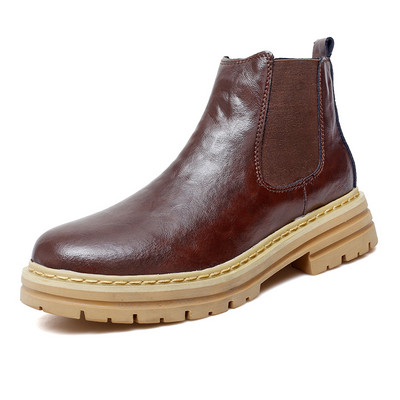 Velika veličina 47 48 Muške Chelsea čizme Zimske gležnjače Kožne čizme s platformom Debeli potplati Botas Chelsea Hombre Plišane tople